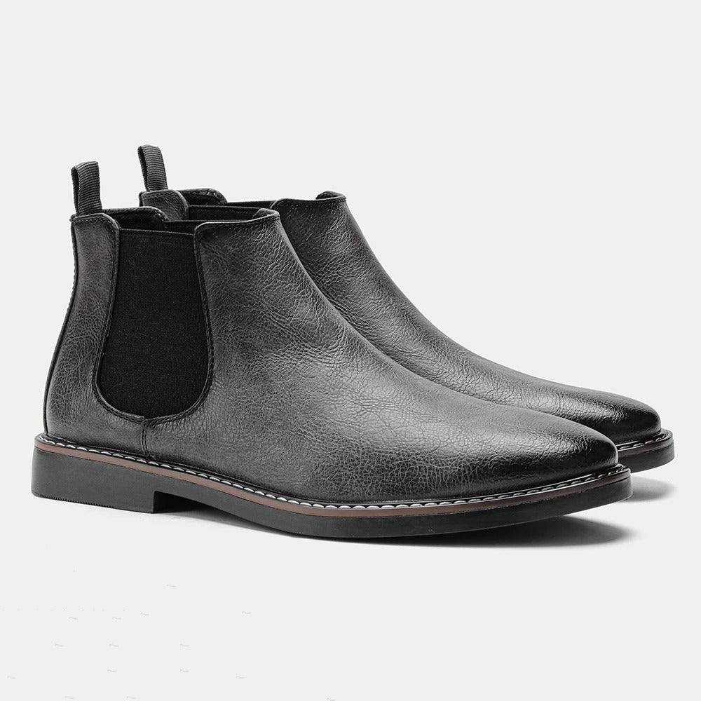 Men's Non-Slip Chelsea Ankle Boots – Genuine Leather, Elastic Side Panel
