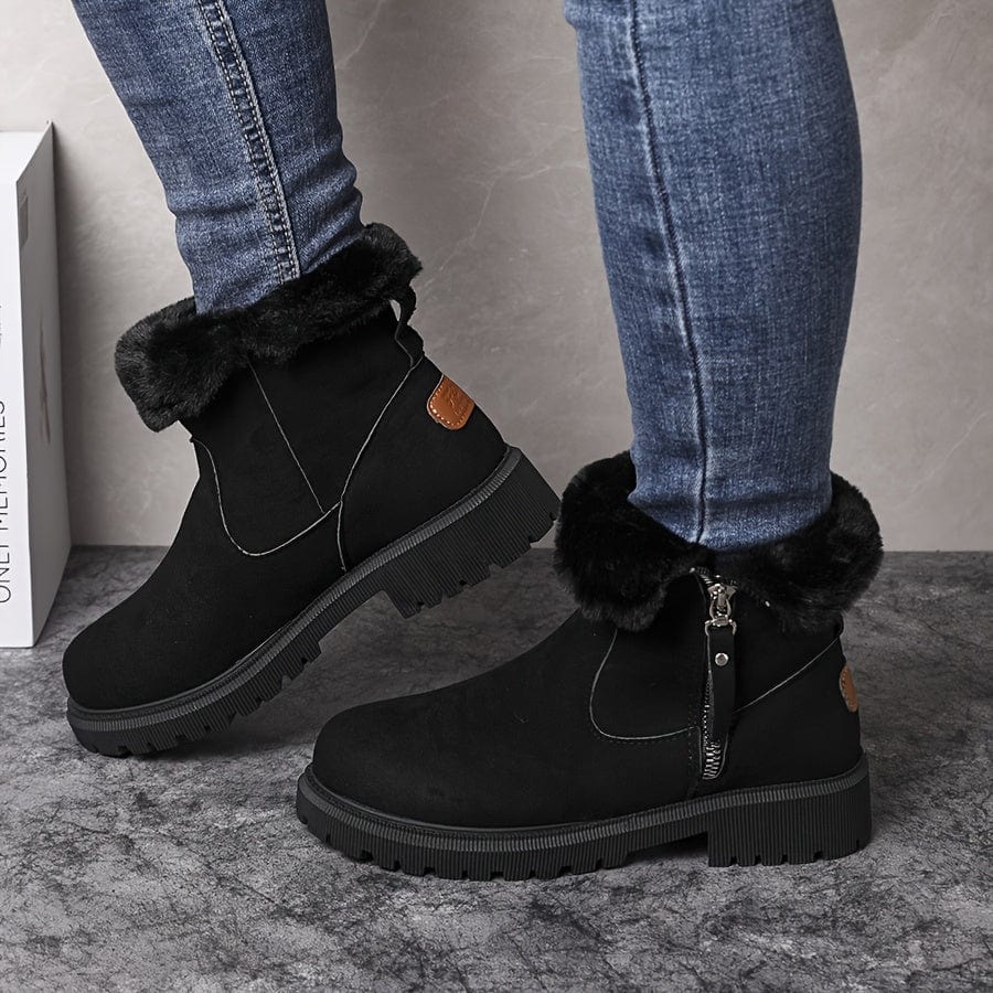 Women's Comfort Western Suede Ankle Boots – Plush Lining, Durable Tread Sole