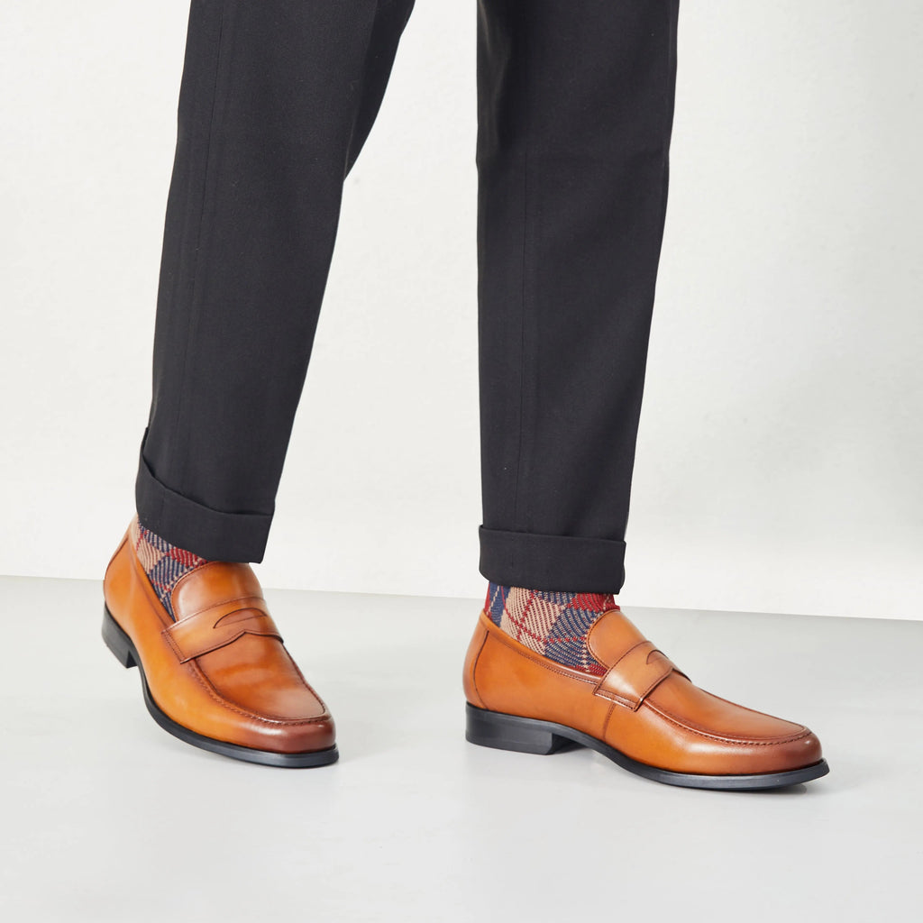 Mocassins pour hommes en cuir véritable avec design sans lacets et finition polie