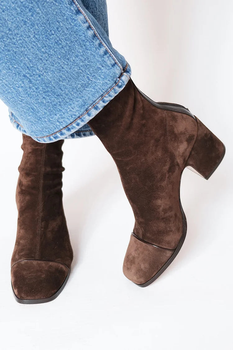 Botines cómodos para mujer con punta cuadrada: tacón ancho estable y diseño versátil