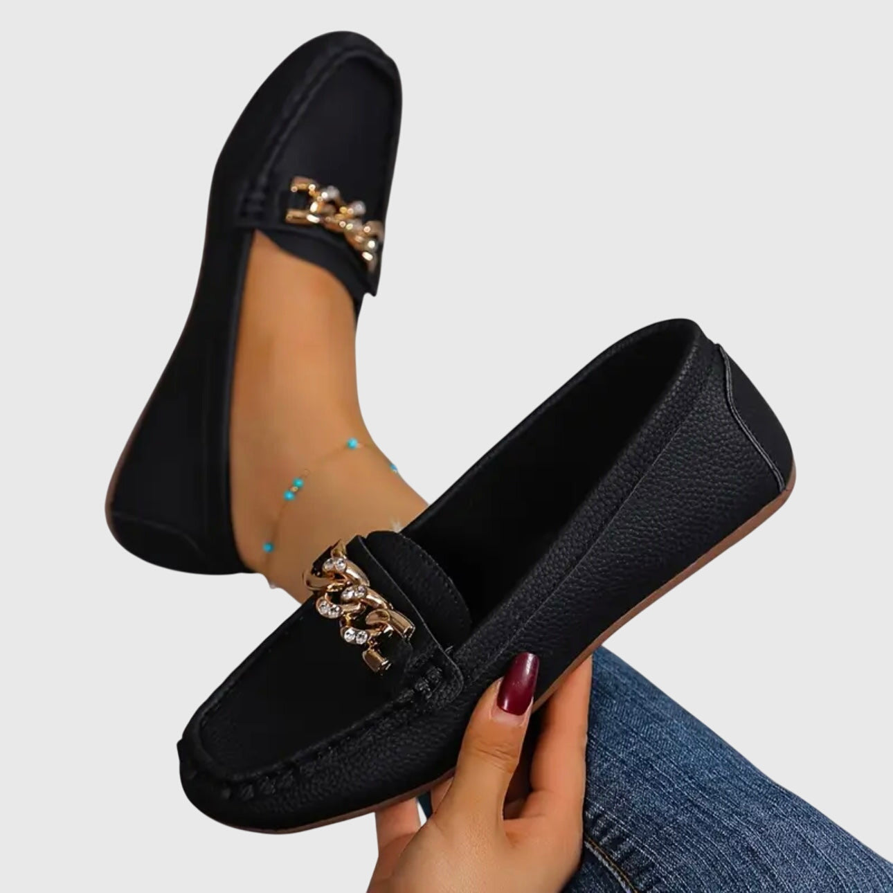 Mocassins femme à enfiler avec détail chaîne Chaussures plates habillées