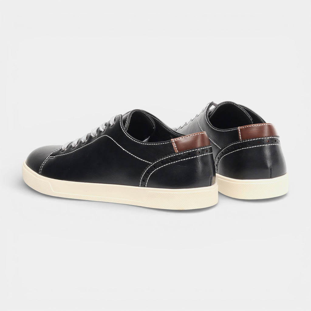 Zapatillas de cuero vegano para hombre, zapatos casuales bajos para caminar con cordones