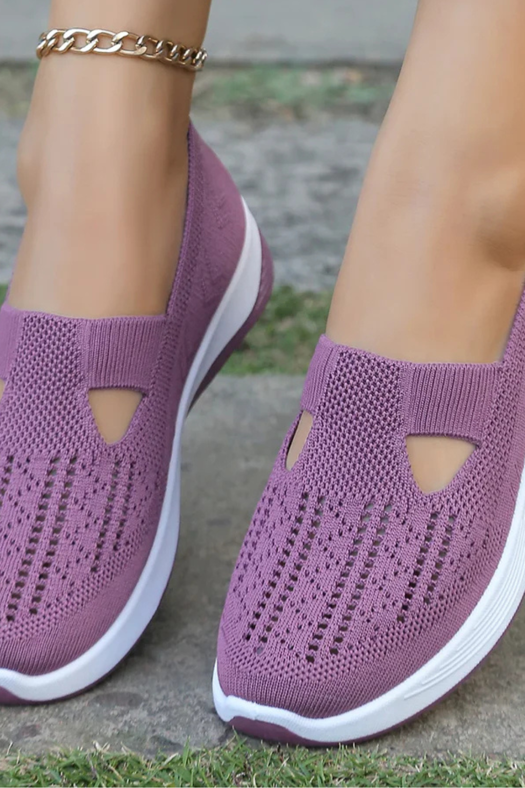 Baskets décontractées à enfiler pour femmes, chaussures de marche respirantes en maille, sneakers perforées