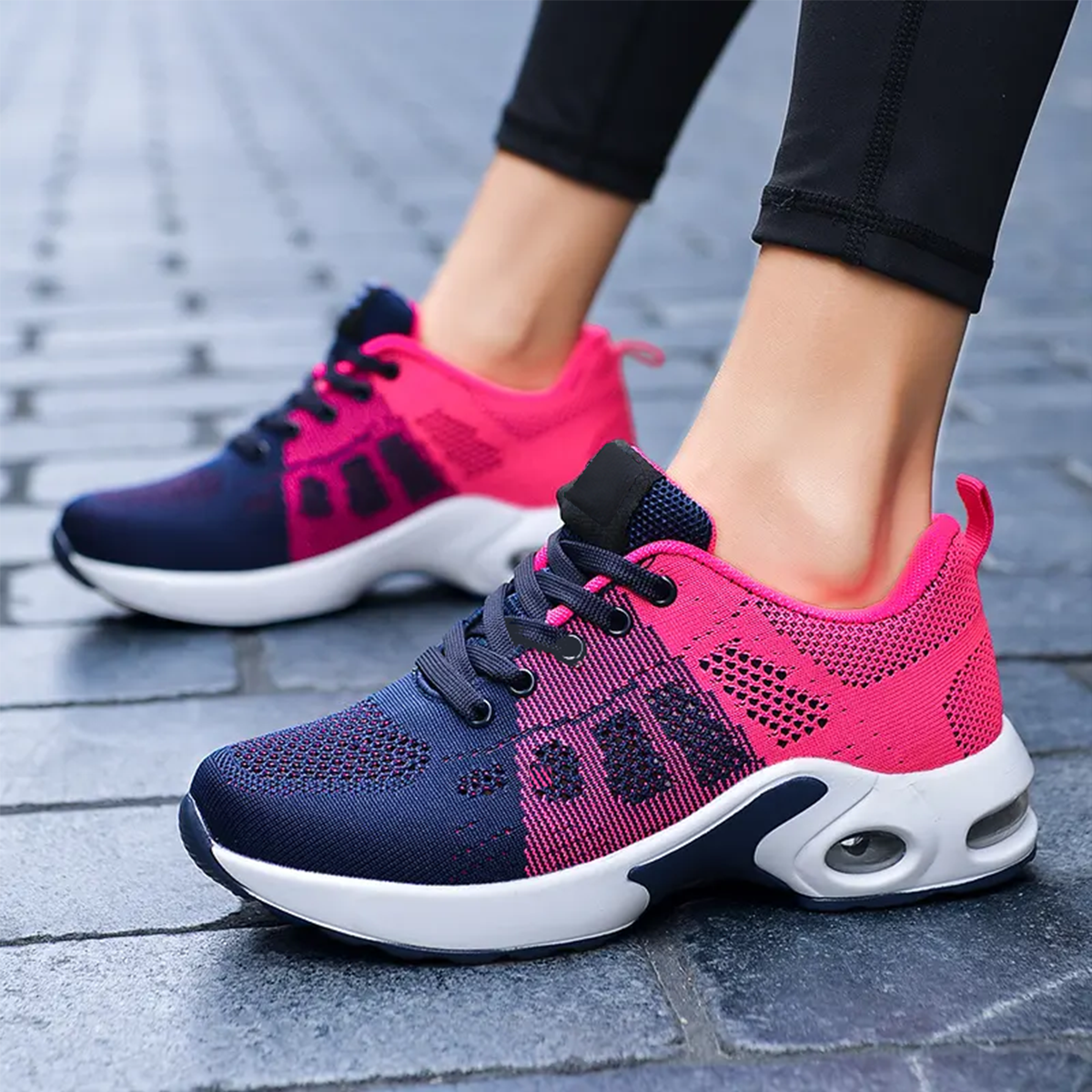 Women's Platform Mesh Running Shoes Breathable Lightweight Chunky Sports Sneakers