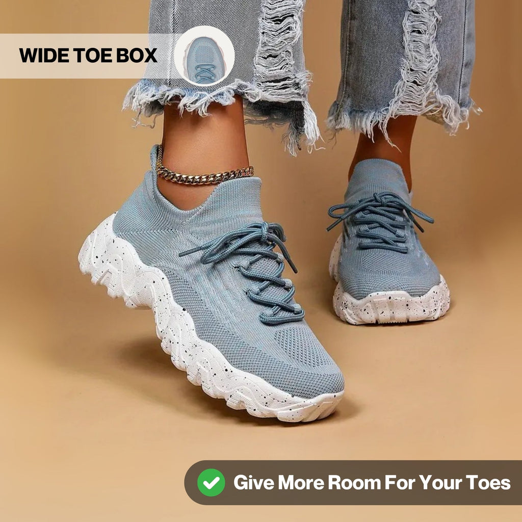 Women's Mesh Walking Shoes Breathable Lace Up Sneakers Lightweight Comfort Trainers