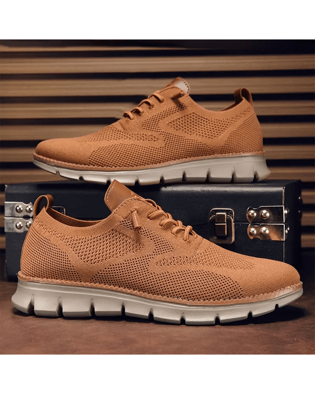 Sneakers casual da uomo in mesh traspirante con lacci, scarpe da passeggio