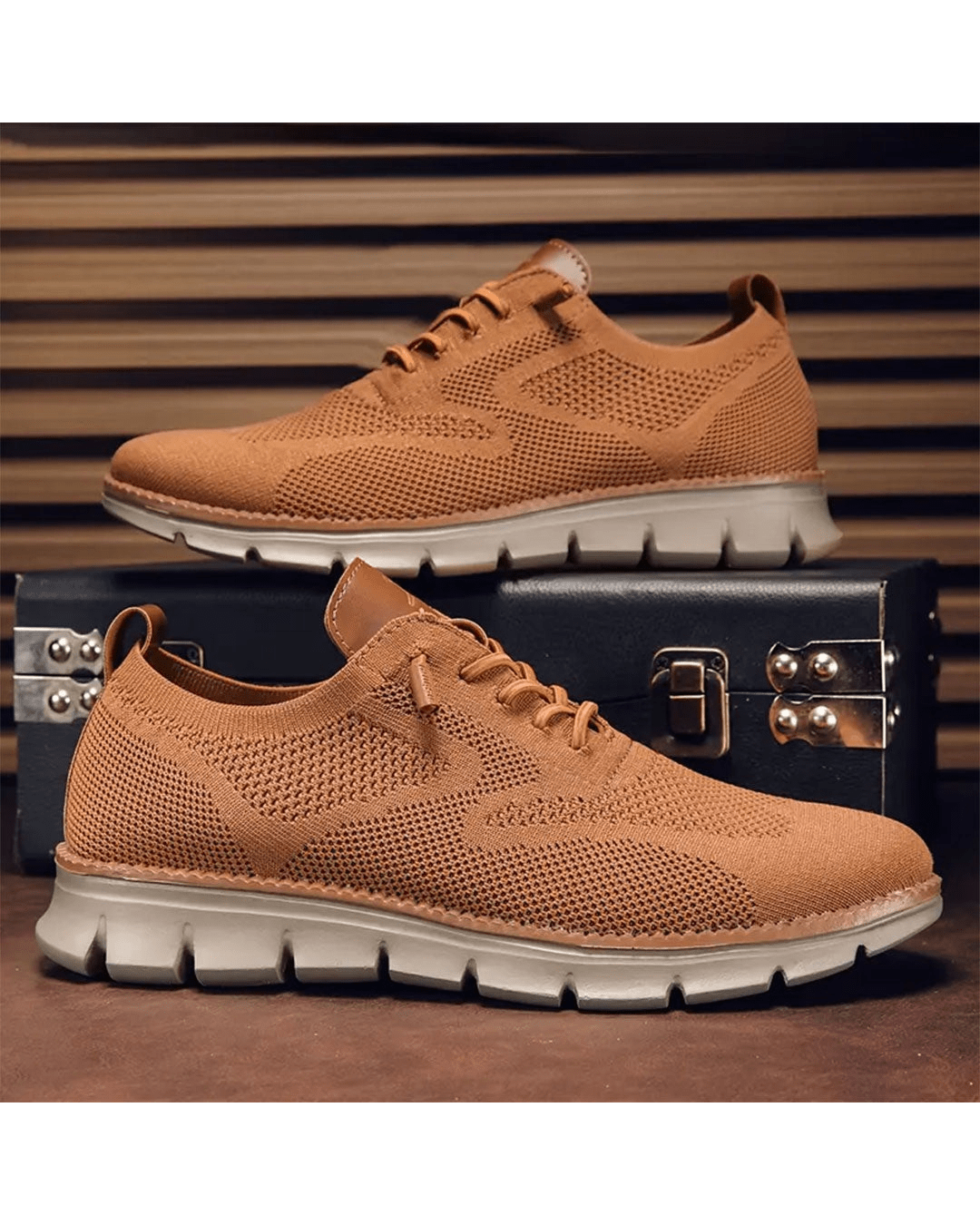 Sneakers casual da uomo in mesh traspirante con lacci, scarpe da passeggio