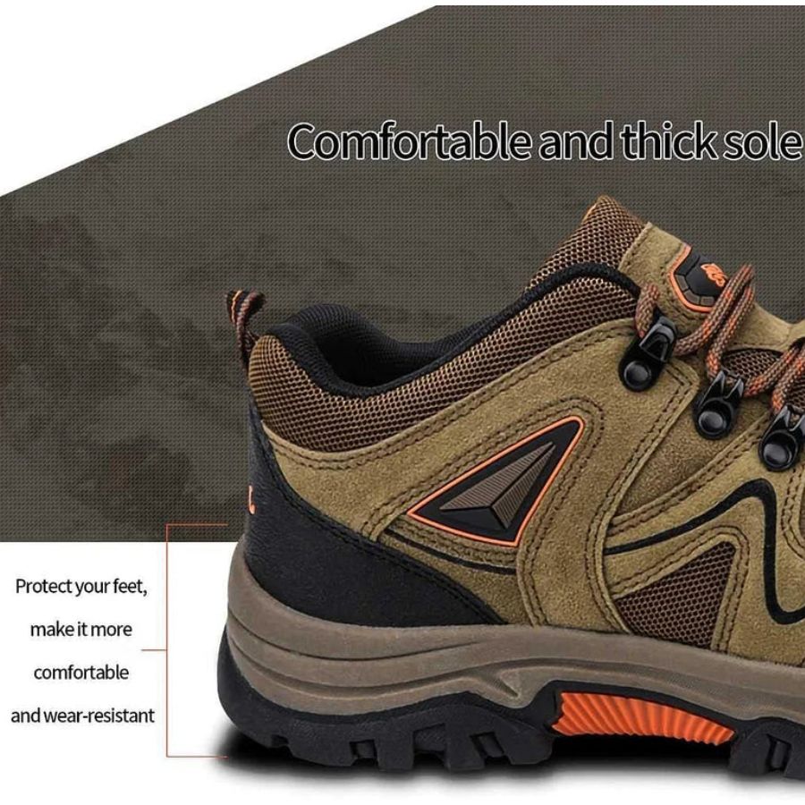 Chaussures orthopédiques de randonnée pour hommes en cuir suédé imperméable avec soutien de la voûte plantaire