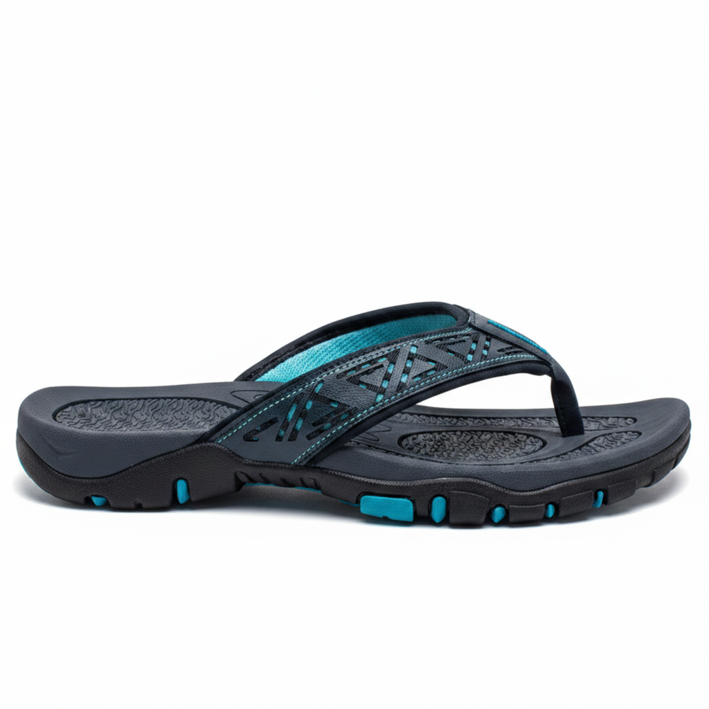 Ortopædiske herre atletiske flip-flops med svangstøtte i PU-læder strand-sandaler
