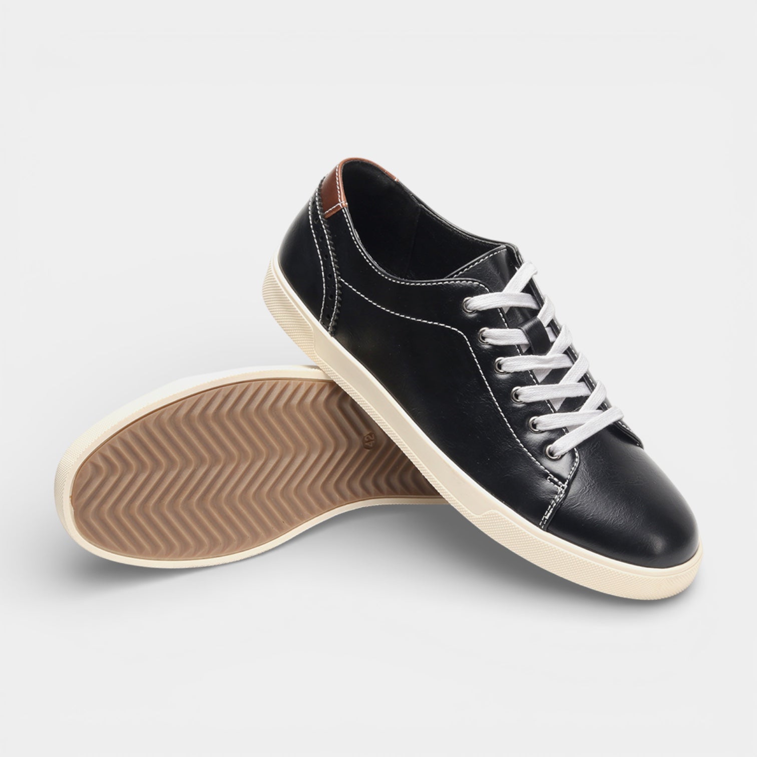 Mænds vegansk læder sneakers afslappede lave snøreløse gåsko