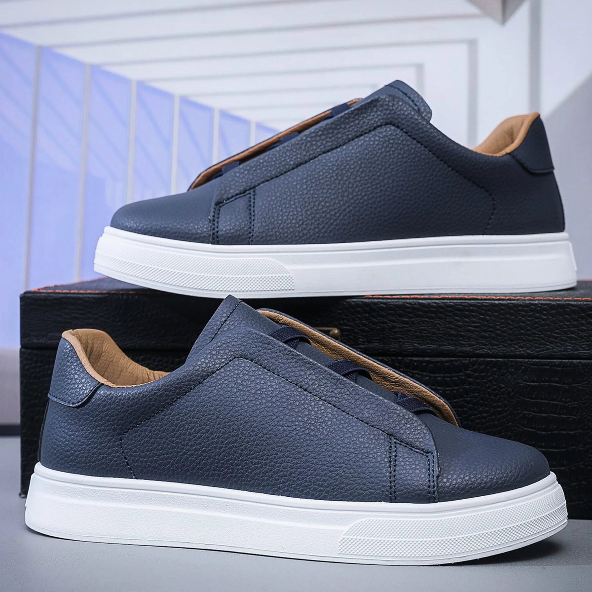Men's Comfort Slip-On Sneakers – Textured Upper, Flexible Cushioned Sole