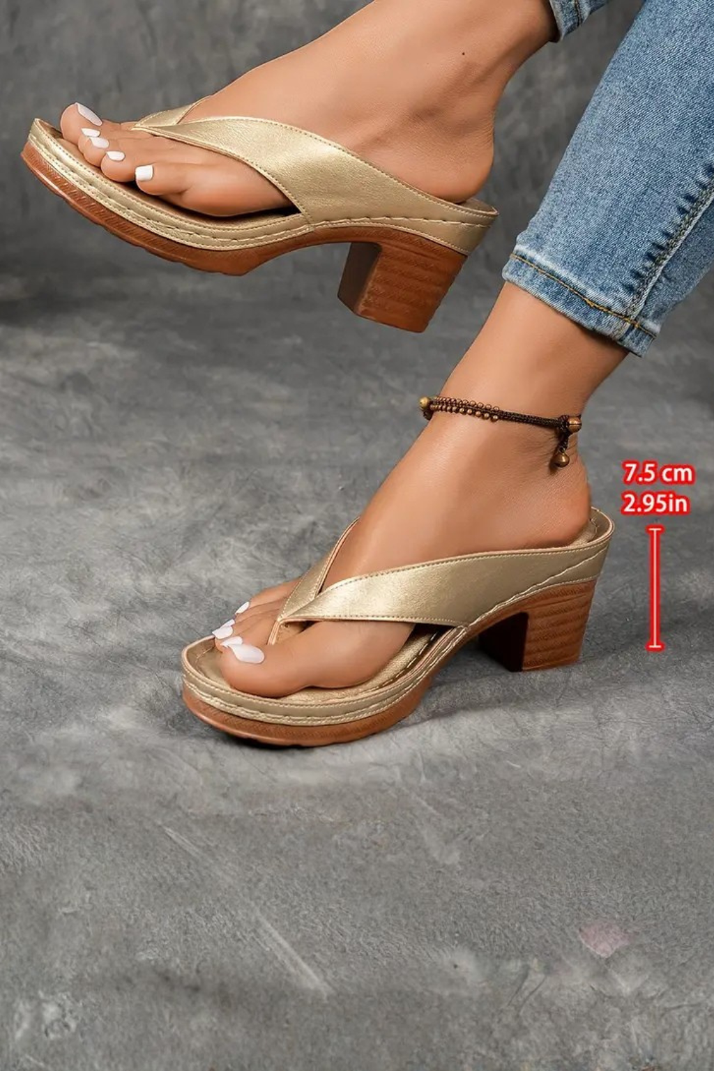 Sandalias de dedo con tacón bloque para mujer, metálicas, con punta cuadrada y tacón