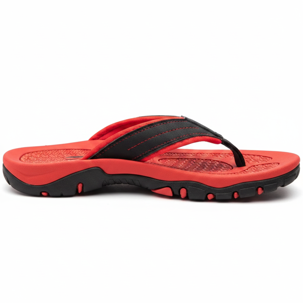 Ortopædiske herre atletiske flip-flops med svangstøtte i PU-læder strand-sandaler