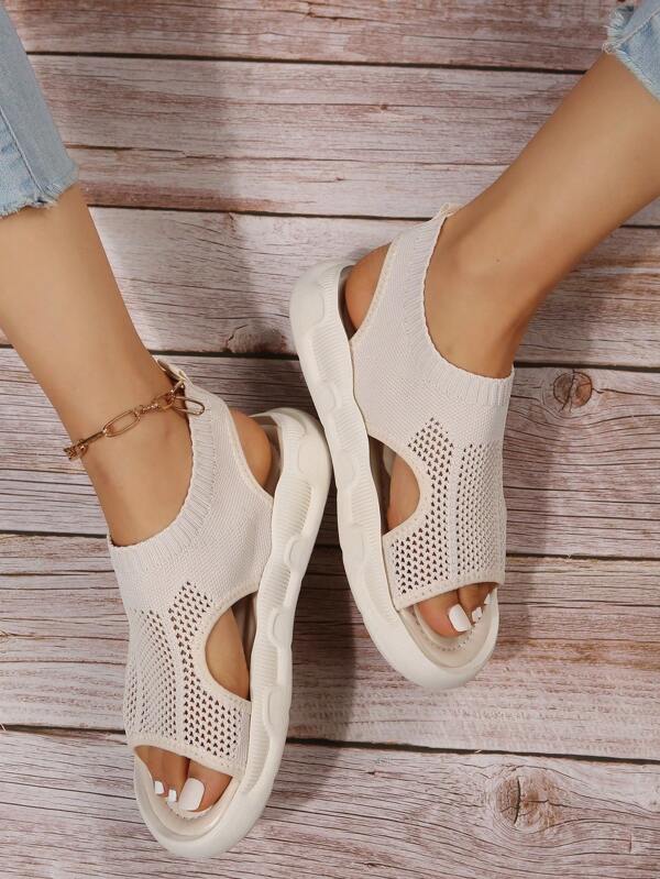 Sandalias ortopédicas de plataforma para mujer con punta abierta, tejido transpirable, calzado cómodo para caminar sin cordones