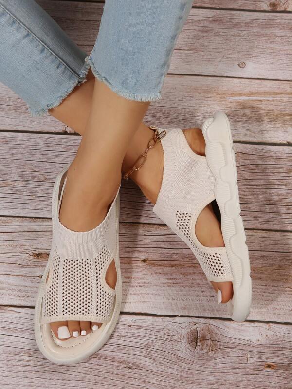 Sandalias ortopédicas de plataforma para mujer con punta abierta, tejido transpirable, calzado cómodo para caminar sin cordones