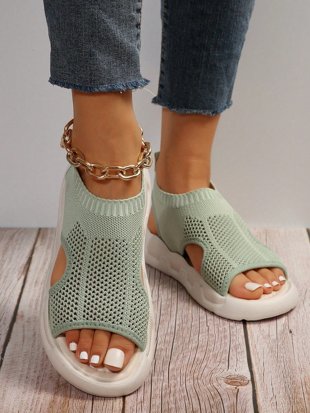 Sandalias ortopédicas de plataforma para mujer con punta abierta, tejido transpirable, calzado cómodo para caminar sin cordones