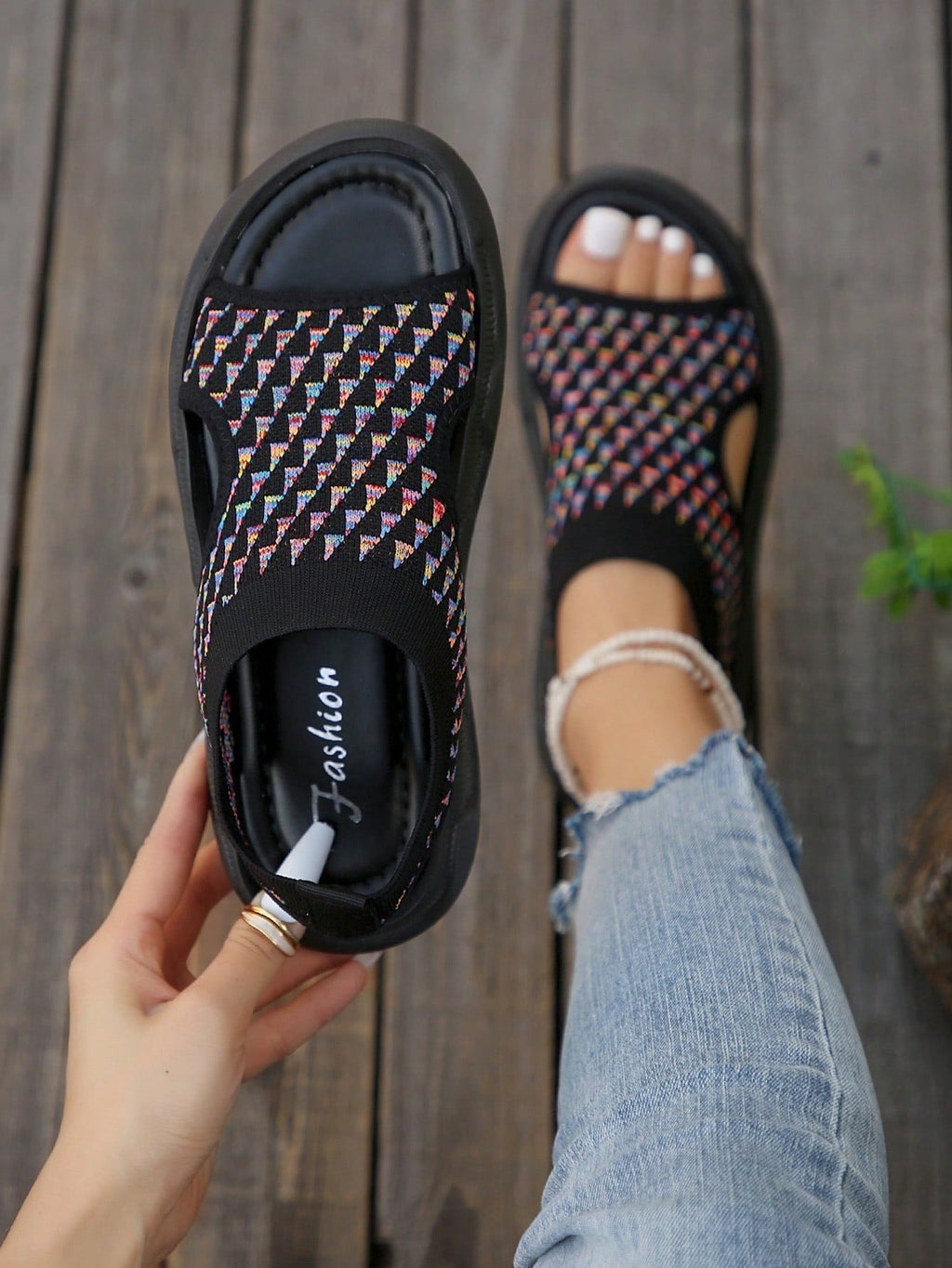 Sandalias ortopédicas de plataforma para mujer con punta abierta, tejido transpirable, calzado cómodo para caminar sin cordones