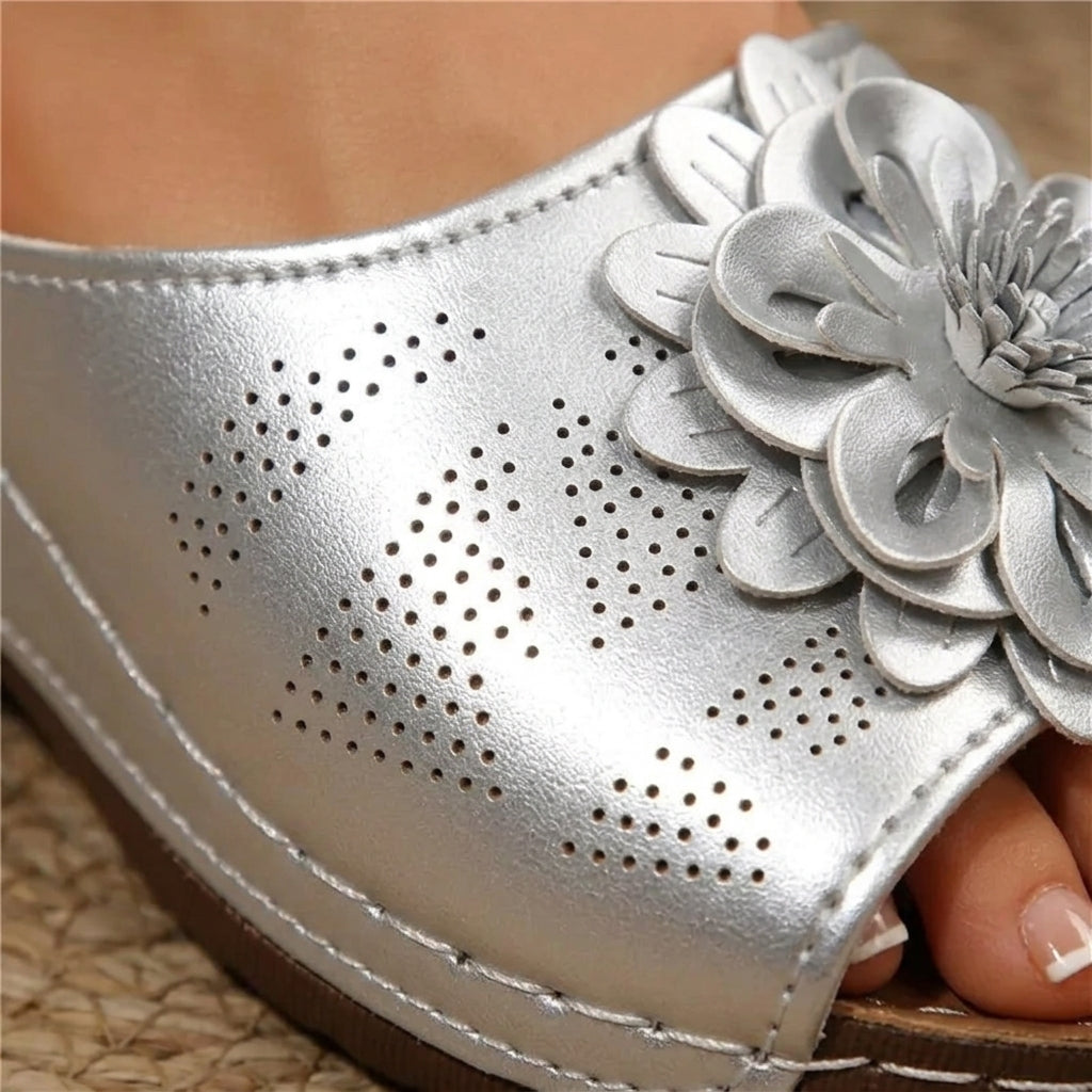 Sandales orthopédiques compensées pour femmes, bout ouvert, semelle rembourrée, chaussures de marche