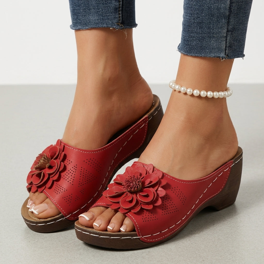 Sandales orthopédiques compensées pour femmes, bout ouvert, semelle rembourrée, chaussures de marche