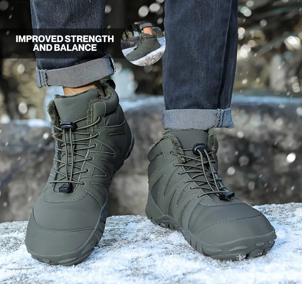 Unisex High Top Waterproof Hiking Boots Fleece Lined Non-Slip Rubber Sole Outdoor Shoes