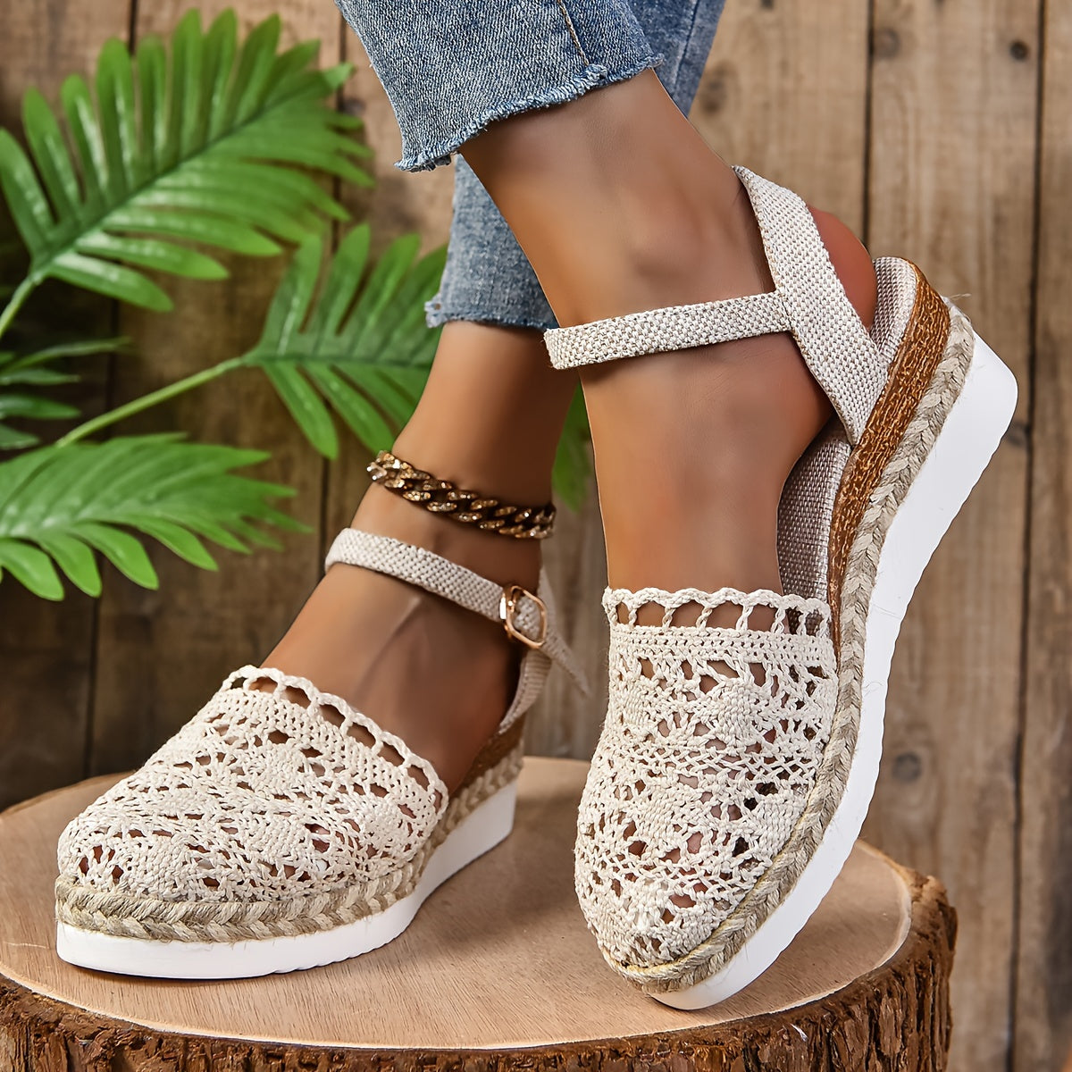 Women's Orthopedic Sandals Crochet Ankle Strap Platform Shoes