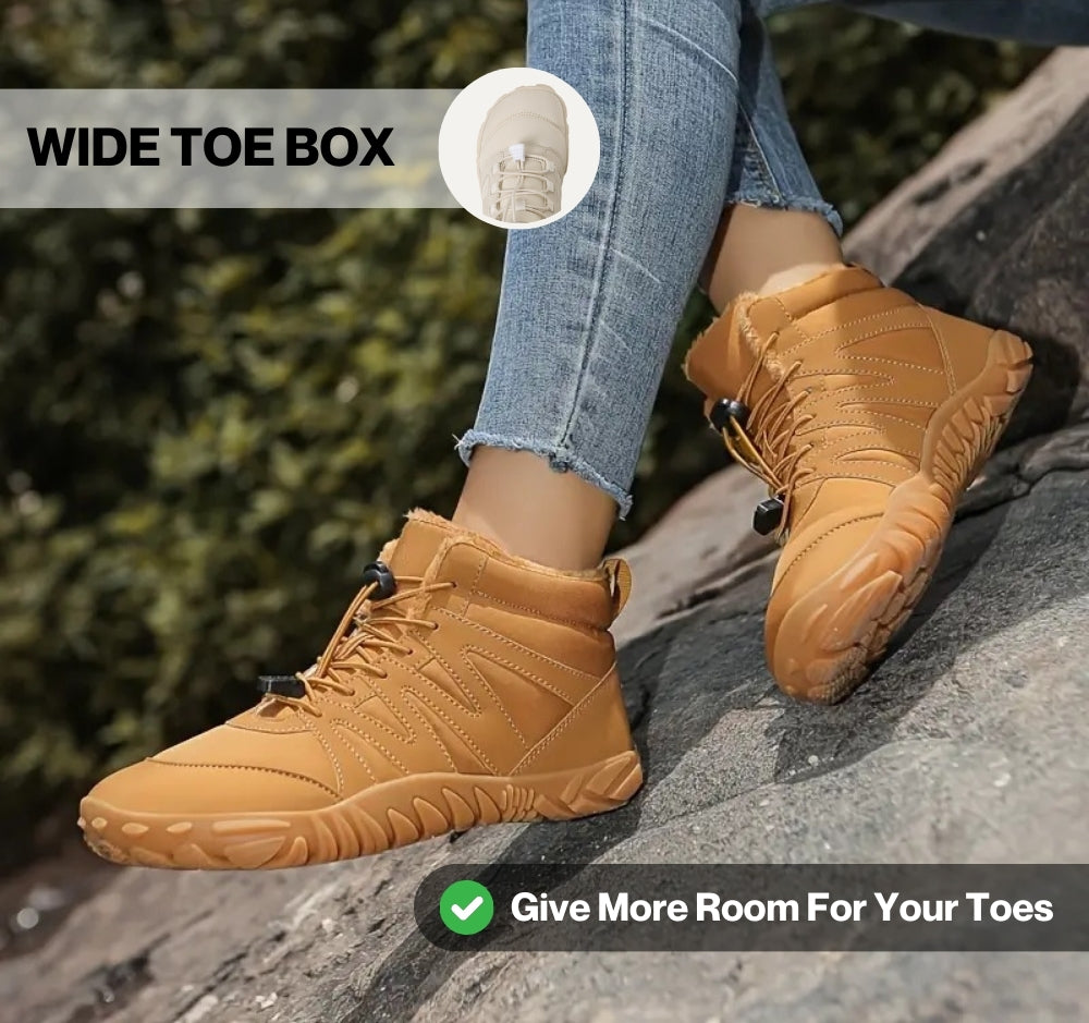 Unisex High Top Waterproof Hiking Boots Fleece Lined Non-Slip Rubber Sole Outdoor Shoes