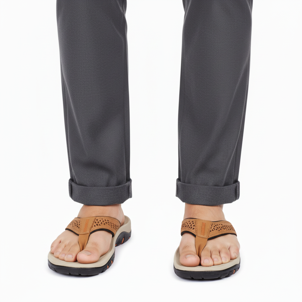 Tongs de sport orthopédiques pour homme avec soutien de la voûte plantaire, sandales de plage en cuir PU