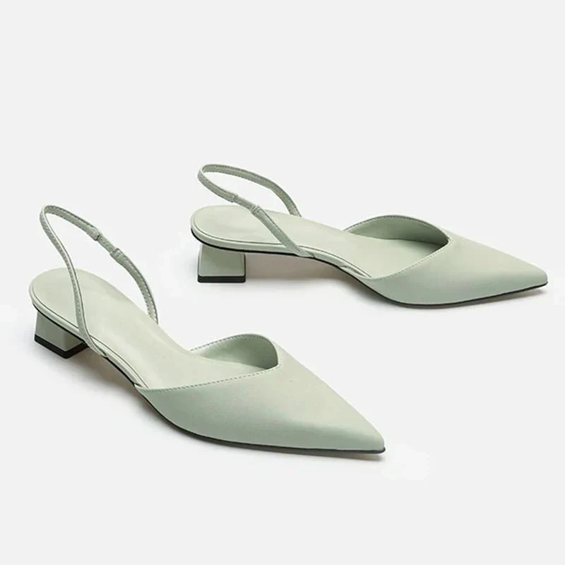 Escarpins à bout pointu et bride arrière pour femmes avec talon bloc bas ergonomique