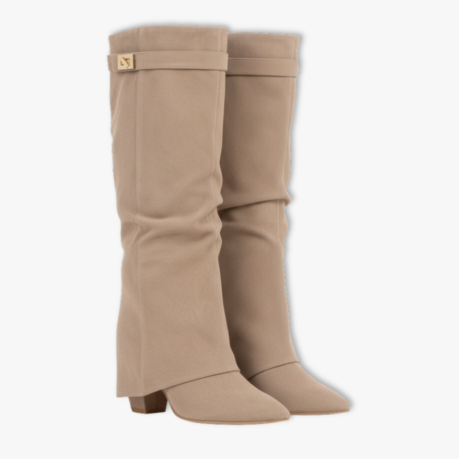 Women's Pointed Metal Buckle Knee High Boots