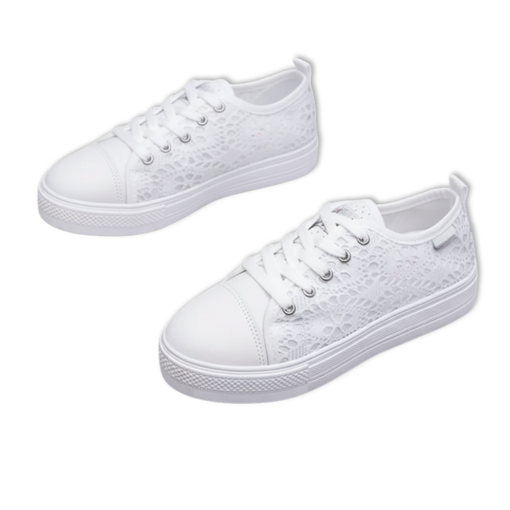 Women's Fashion Hollow Lace Canvas Platform Sneakers