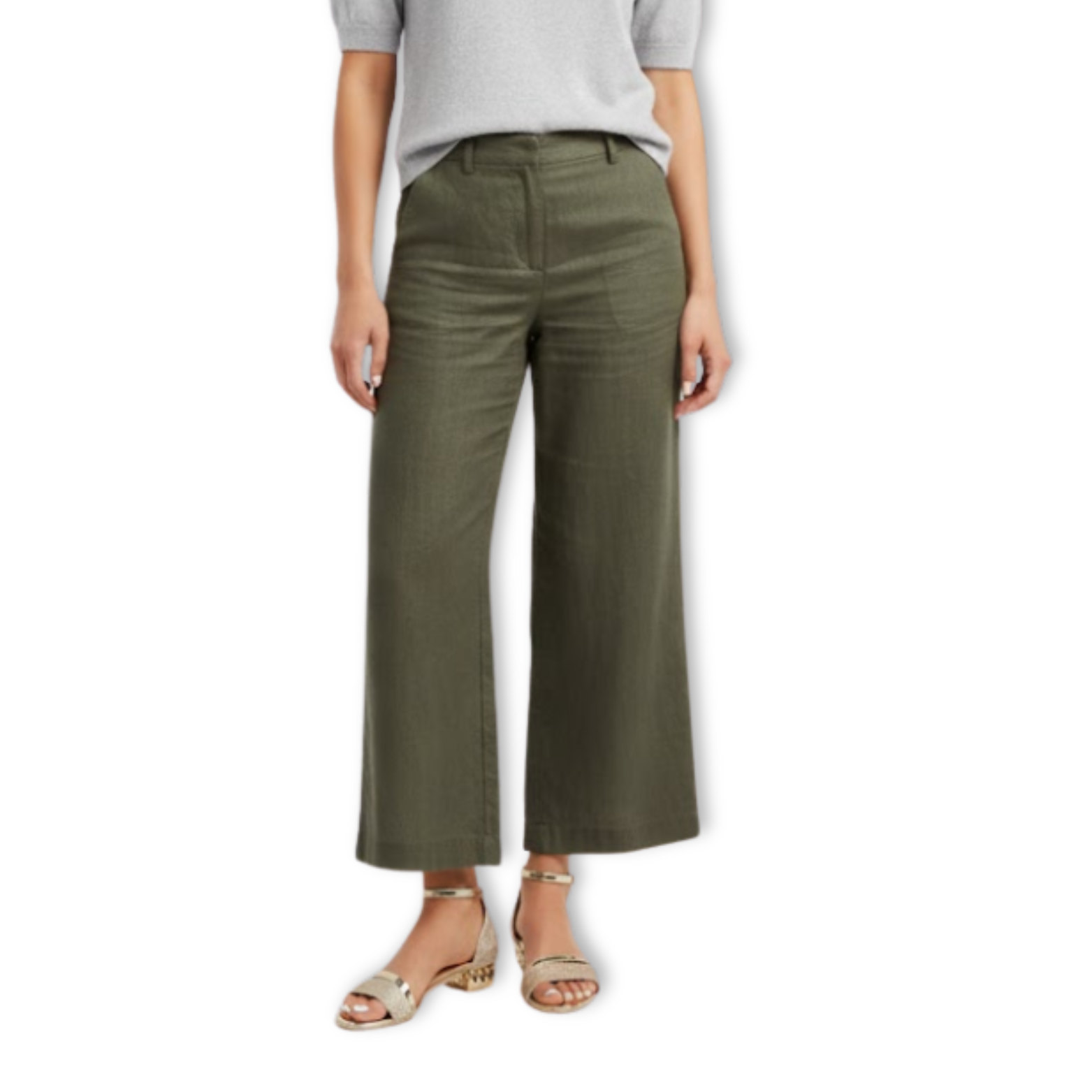 Women's Gold Square Low Heel Ankle Strap Sandals