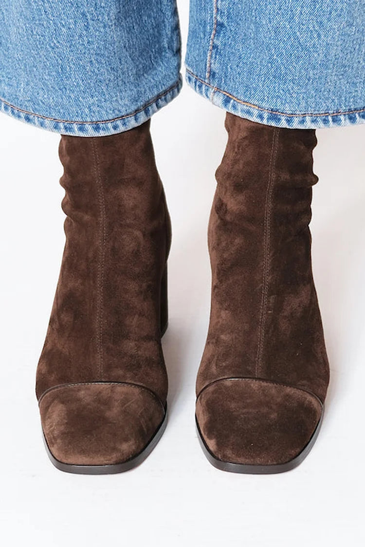 Botines cómodos para mujer con punta cuadrada: tacón ancho estable y diseño versátil