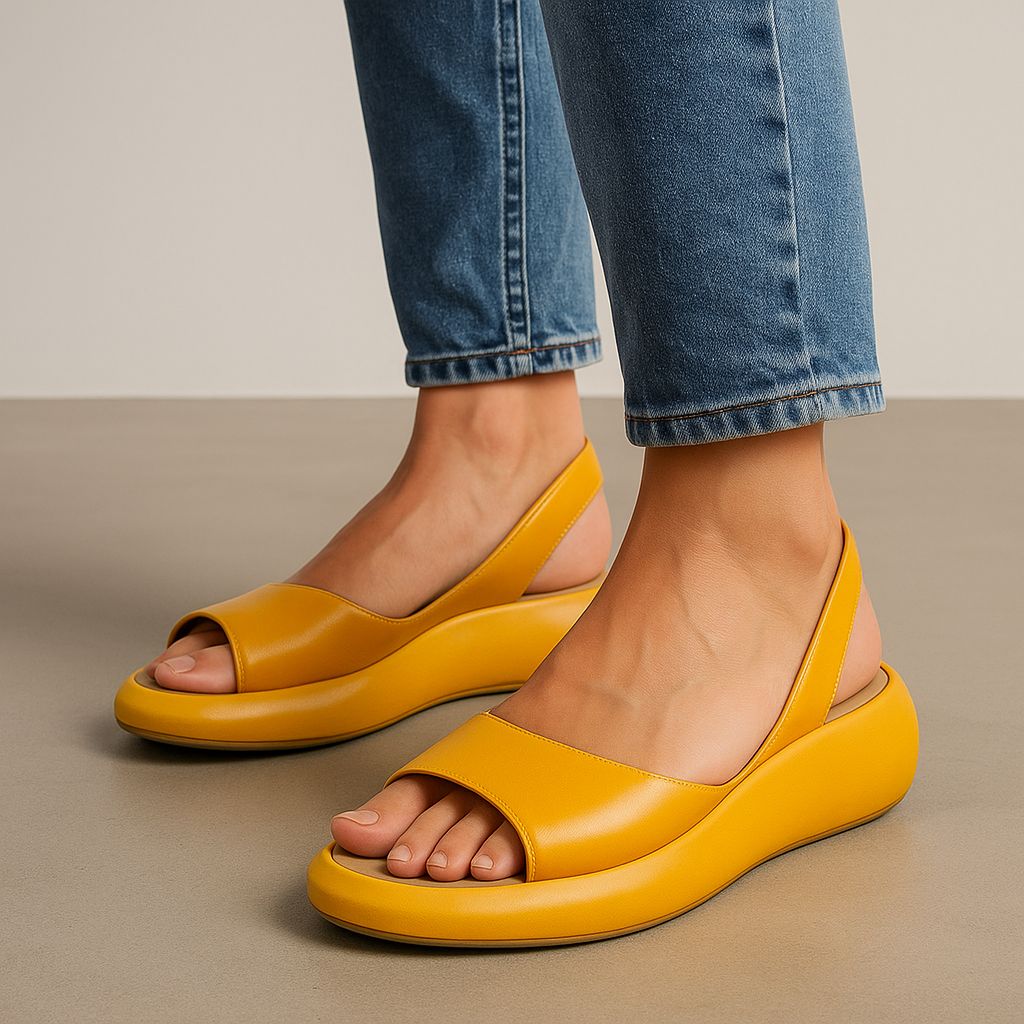 Sandali da donna con punta aperta, calzature minimaliste con zeppa