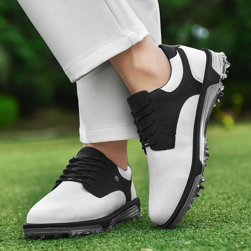Scarpe da golf da uomo antiscivolo e impermeabili – Pelle pieno fiore, ammortizzazione avanzata