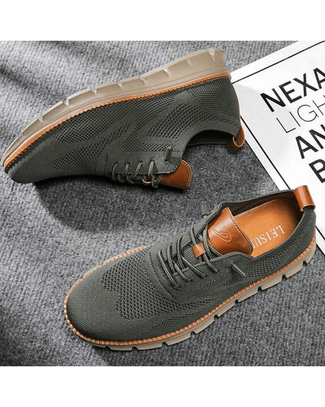 Sneakers casual da uomo in mesh traspirante con lacci, scarpe da passeggio