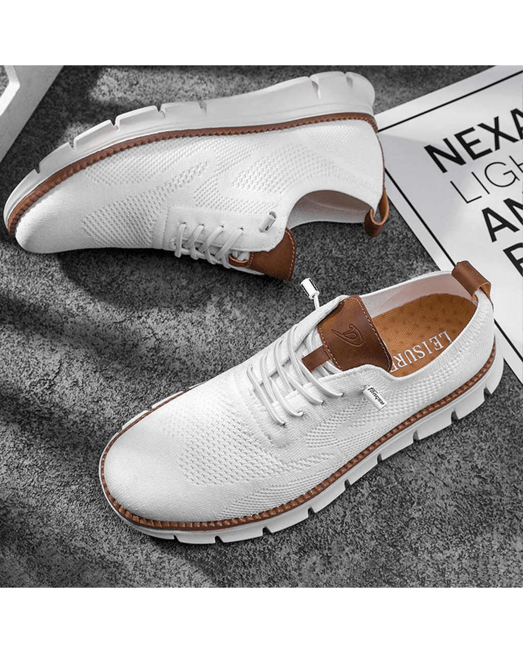 Sneakers casual da uomo in mesh traspirante con lacci, scarpe da passeggio