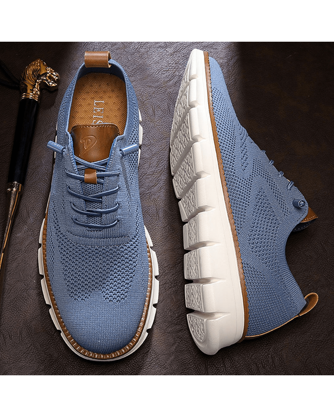 Sneakers casual da uomo in mesh traspirante con lacci, scarpe da passeggio