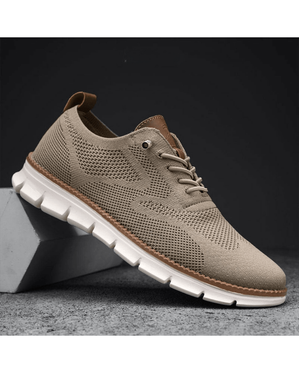 Sneakers casual da uomo in mesh traspirante con lacci, scarpe da passeggio