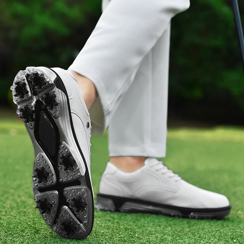 Scarpe da golf da uomo antiscivolo e impermeabili – Pelle pieno fiore, ammortizzazione avanzata