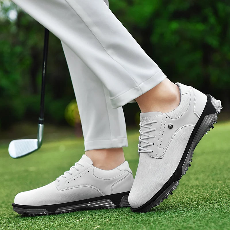 Scarpe da golf da uomo antiscivolo e impermeabili – Pelle pieno fiore, ammortizzazione avanzata