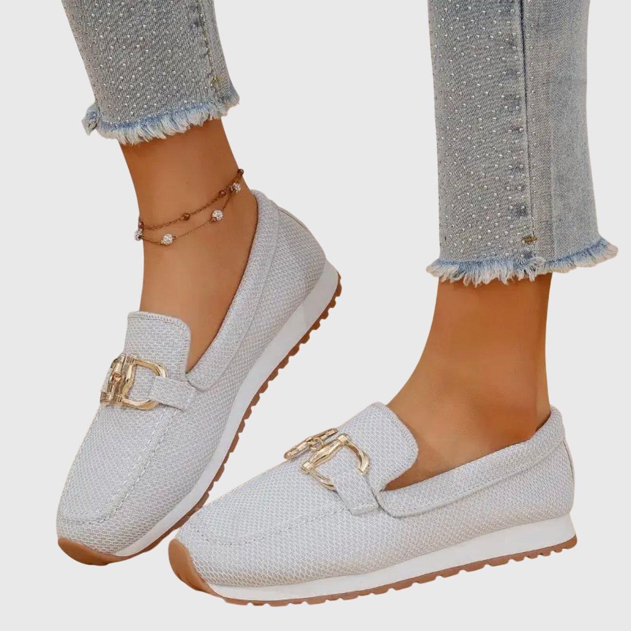 Scarpe da passeggio da donna in mesh traspirante, mocassini ortopedici slip-on con morsetto a cavallo
