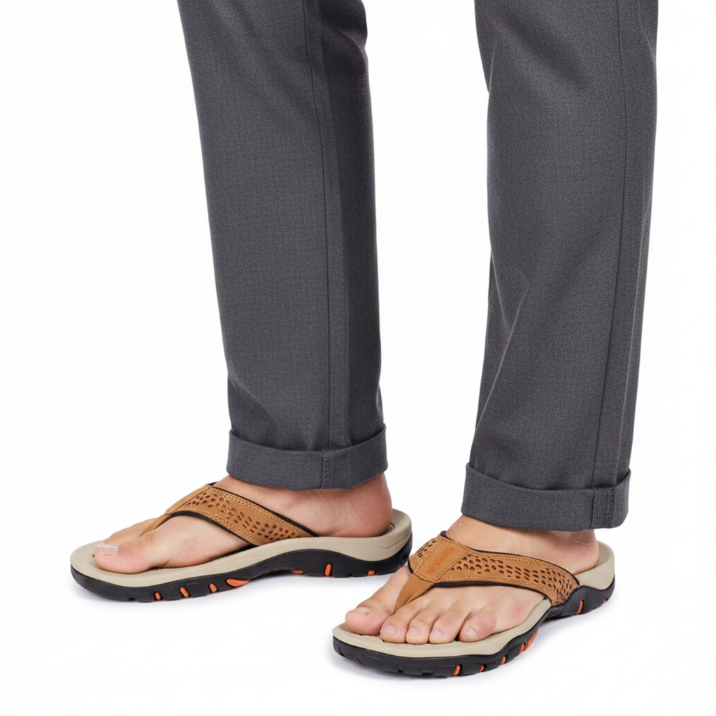 Tongs de sport orthopédiques pour homme avec soutien de la voûte plantaire, sandales de plage en cuir PU