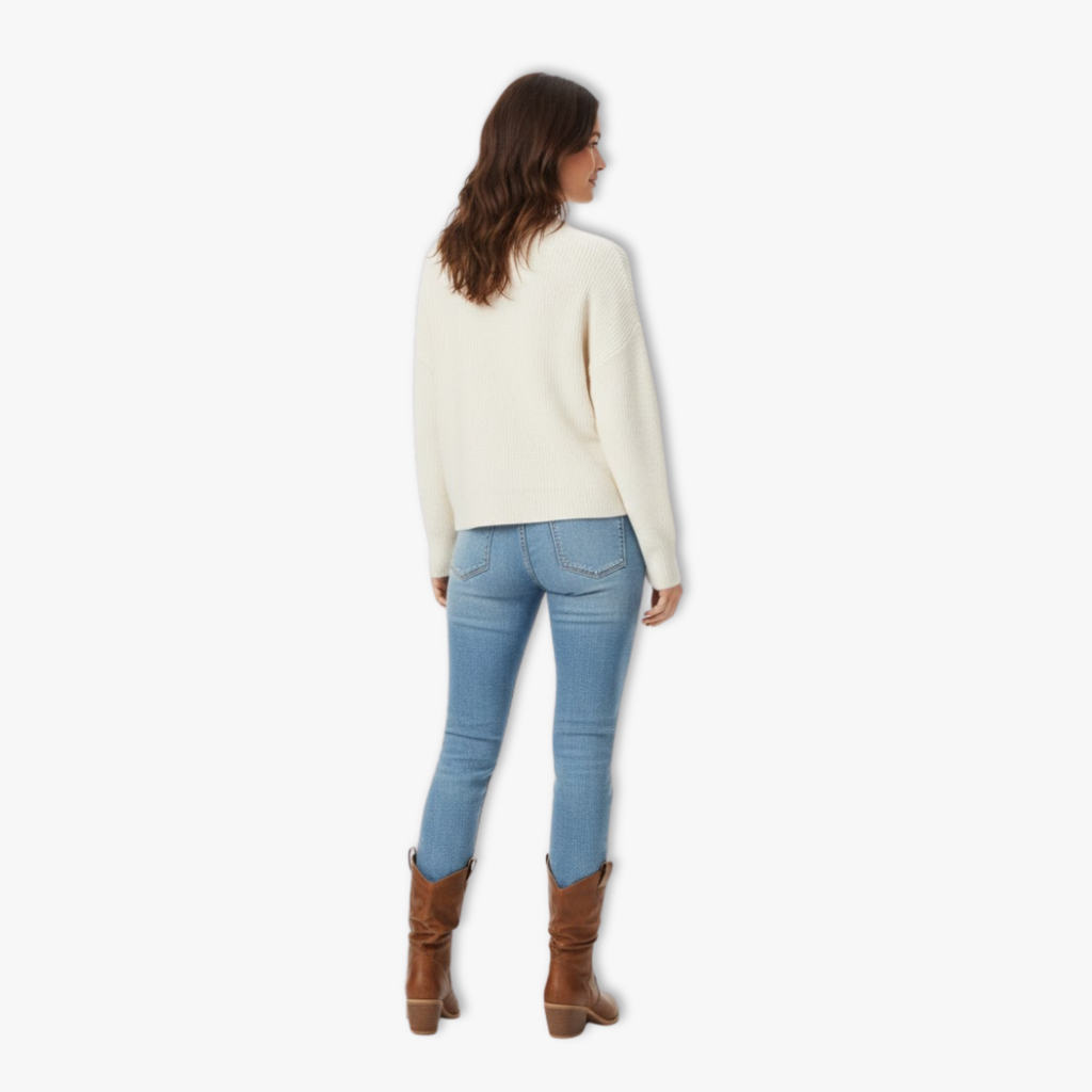 Fashionable Women's Denim Boots Medium High Heel Western Style Boots With Scrunch