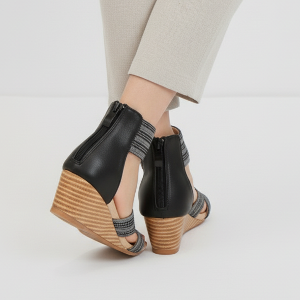Women's Wedge Sandals Open Toe Crossover Strap Cushioned Platform Walking Shoes