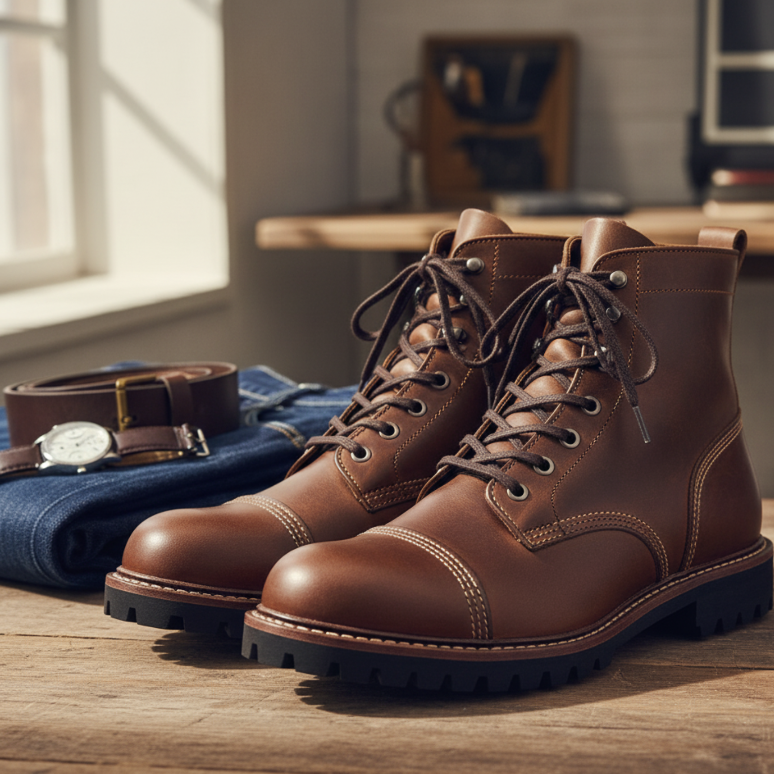 Men’s high leather boots