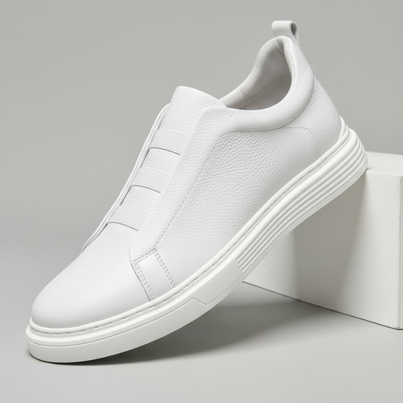 Sneaker da uomo comode in pelle italiana – lacci elasticizzati, suola esterna in gomma