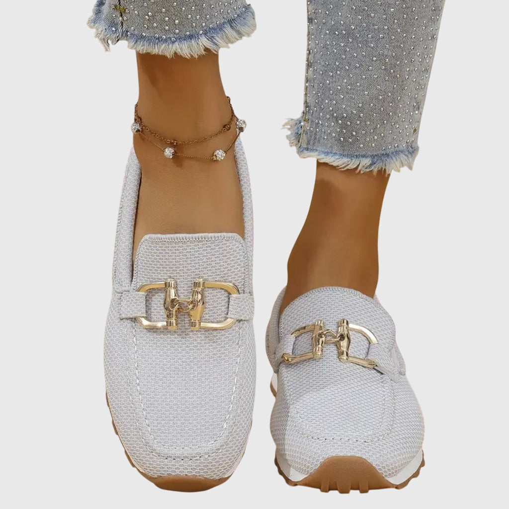 Scarpe da passeggio da donna in mesh traspirante, mocassini ortopedici slip-on con morsetto a cavallo