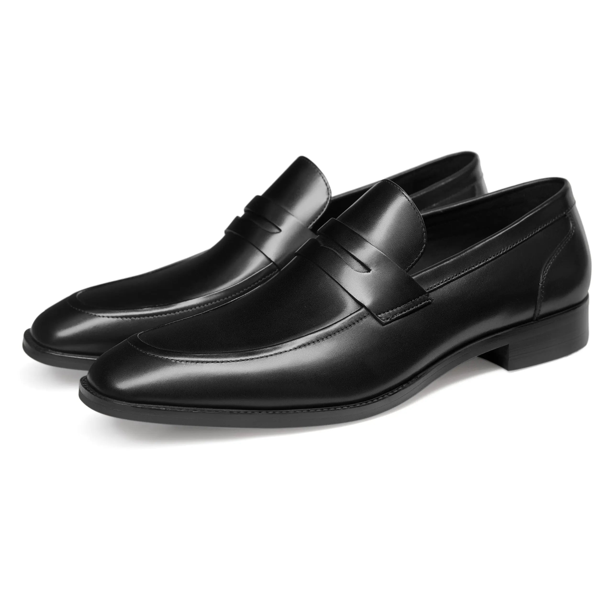 Mocassins pour hommes en cuir véritable avec design sans lacets et finition polie