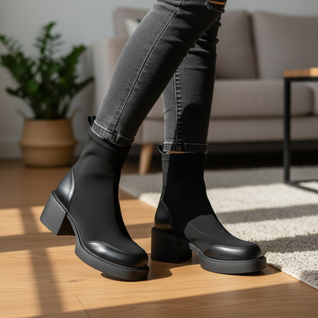 Maogu Chic Autumn Suede Sock Boots Pointed Toe High Heel Ankle Booties