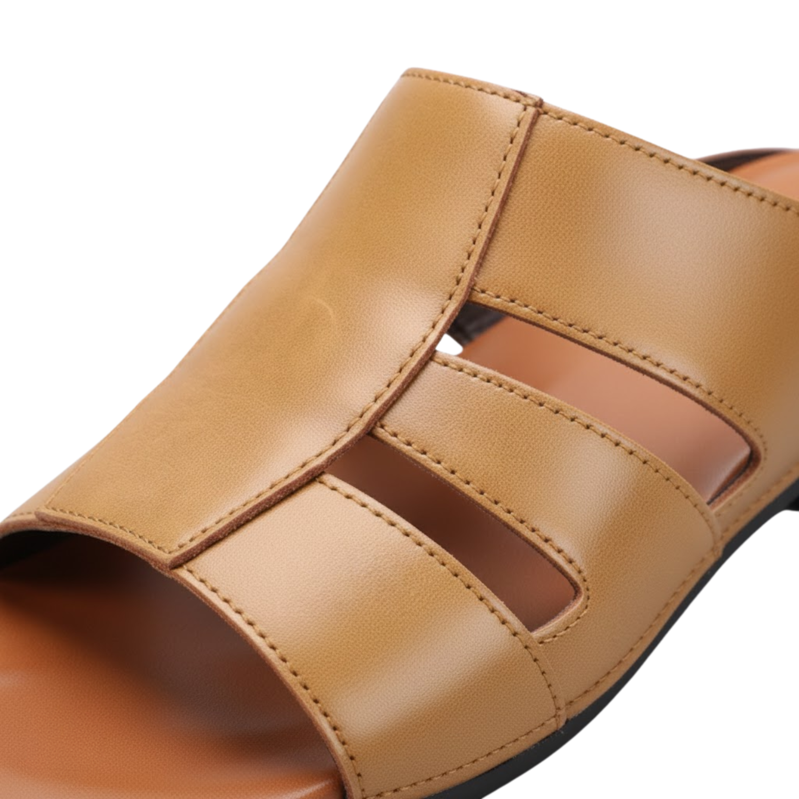 Men's Luxury Handmade Leather Peep Toe Slippers